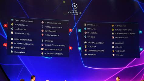uefa champions league fixtures table